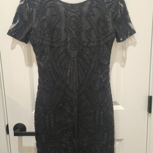 Molly Bracken Beaded Overlay Backless Bodycon Dress Size L